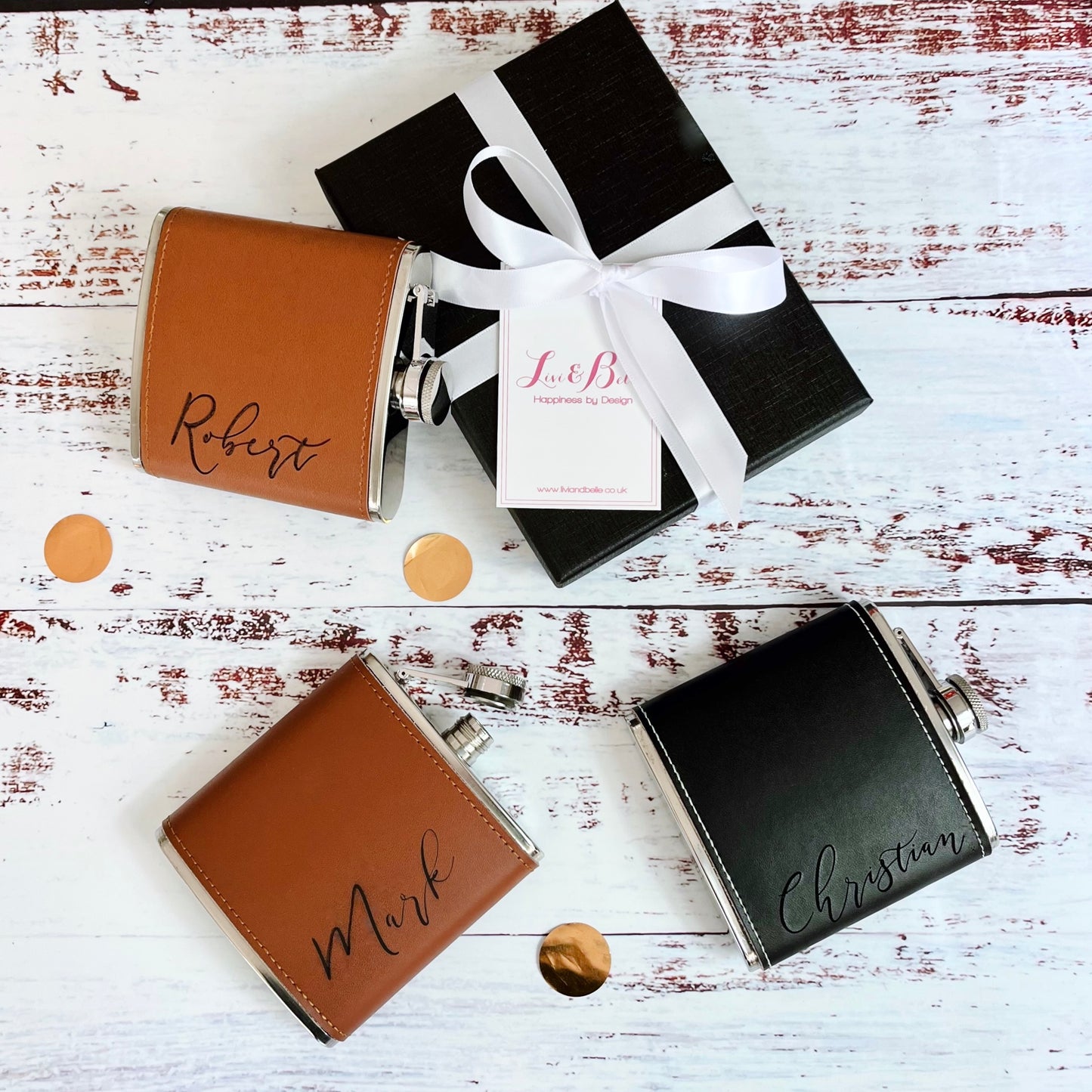 Personalised Leather Hip Flask