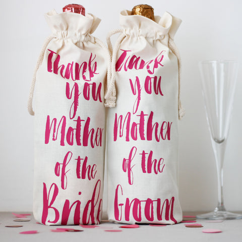 ‘Thank you Mother of the Bride and Groom’ Bottle Bags Set of 2