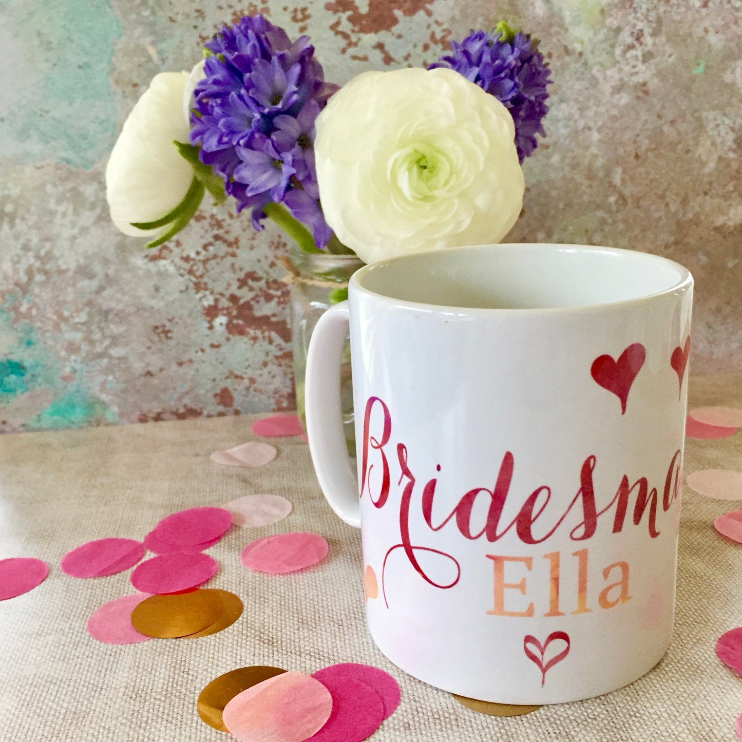 Personalised Calligraphy style Wedding Party ‘Thank you’ Mug