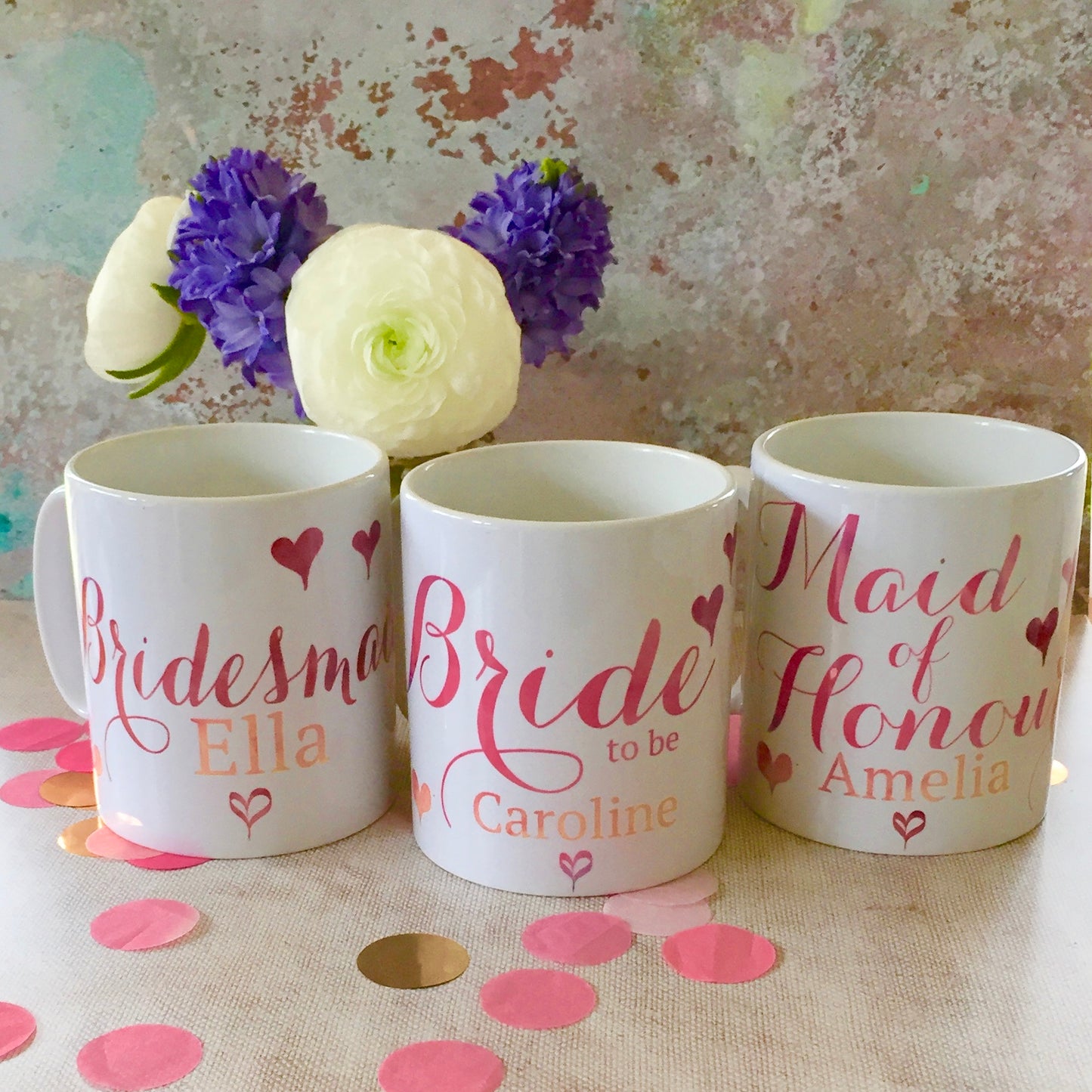 Personalised Calligraphy style Wedding Party ‘Thank you’ Mug