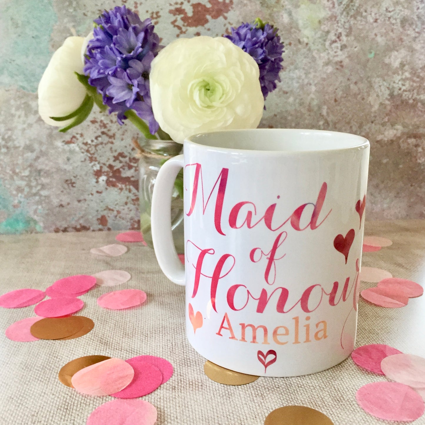 Personalised Calligraphy style Wedding Party ‘Thank you’ Mug