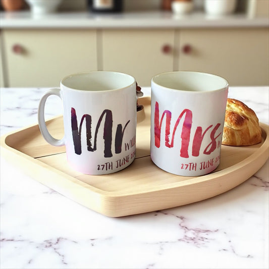 Personalised Contemporary Mr & Mrs Mugs