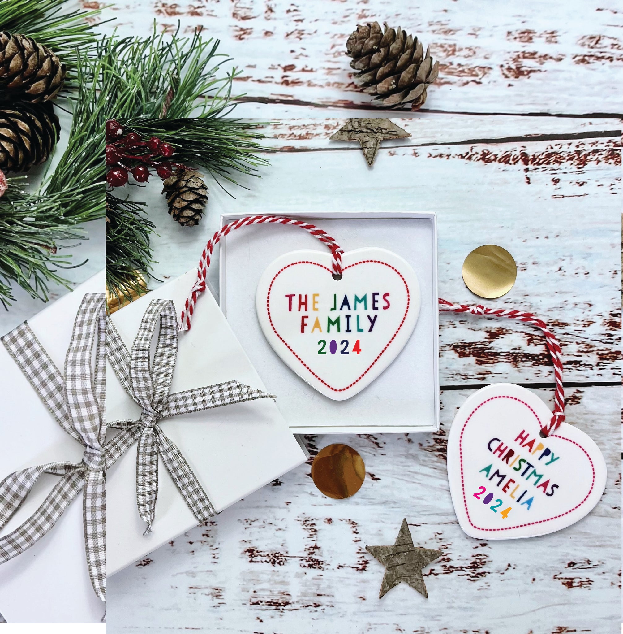 Personalised Multi-Colour Heart Tree Decoration