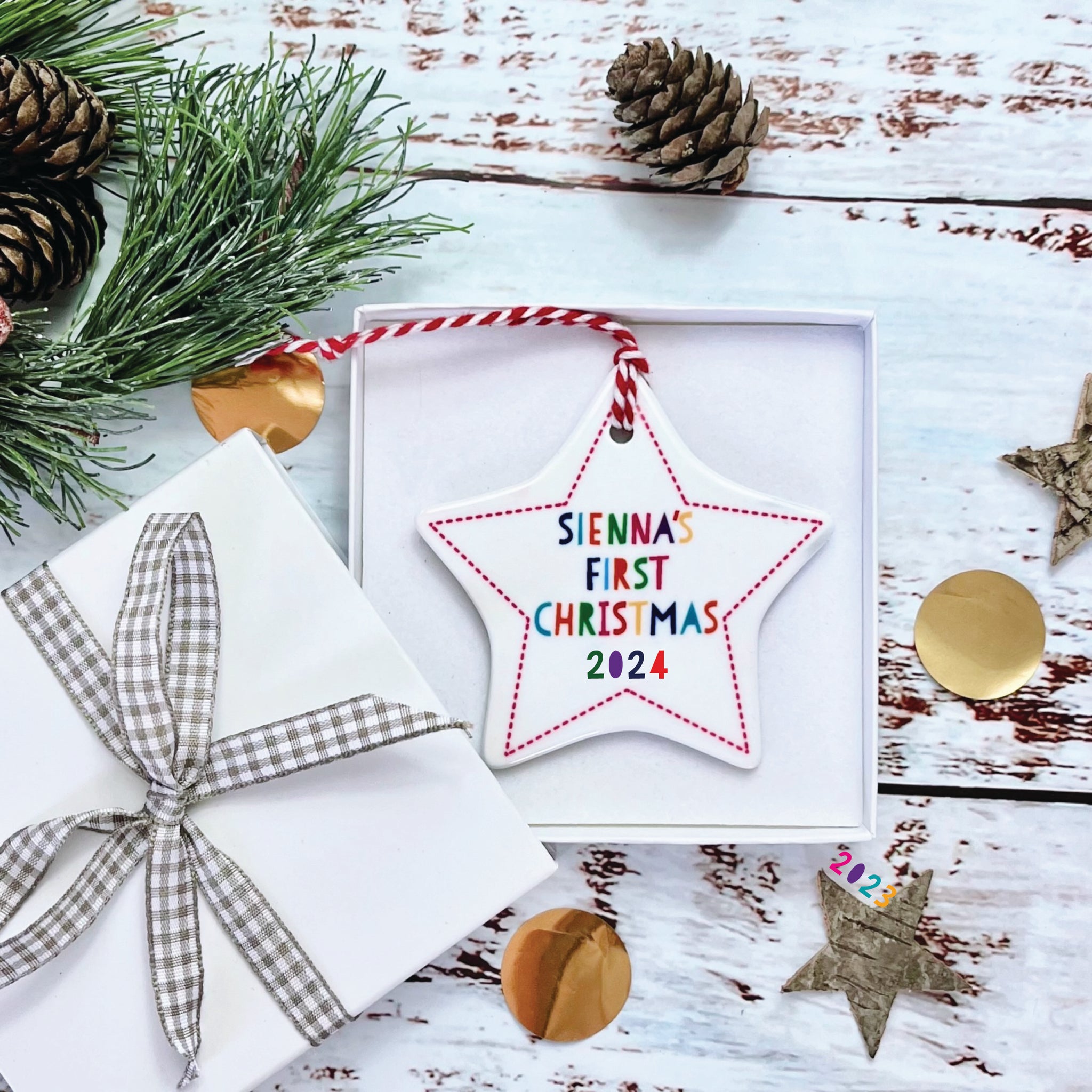 Personalised Multi-Colour Star Tree Decoration