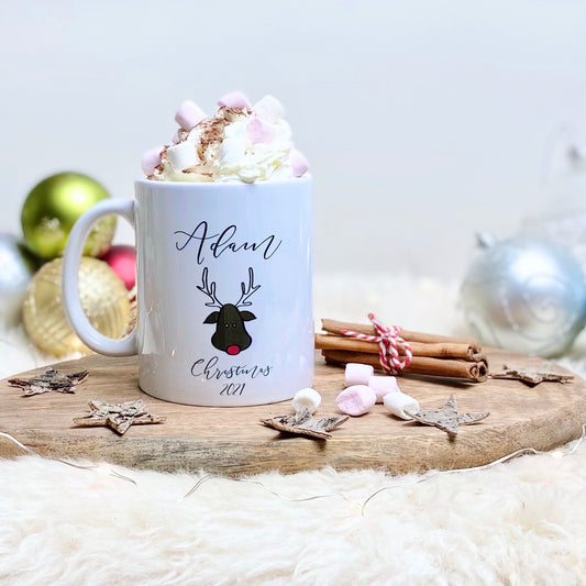 Personalised Christmas Reindeer Mug
