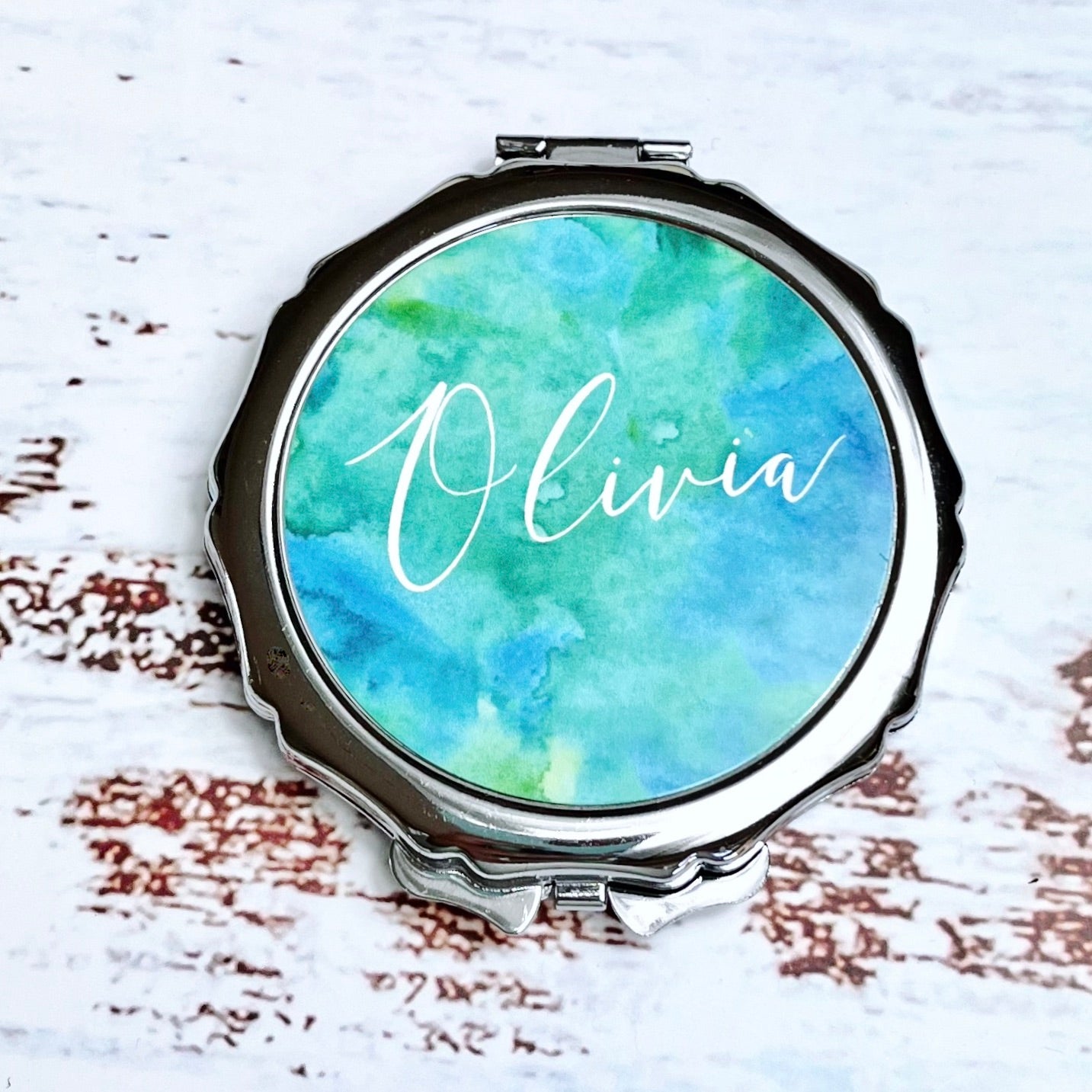 Round Silver Compact Mirror