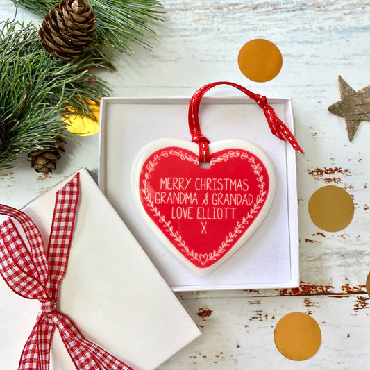 Personalised Ceramic Heart Tree Decoration