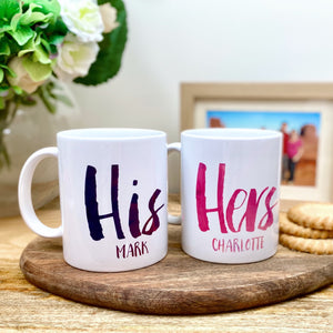 Personalised Contemporary His & Hers Mugs
