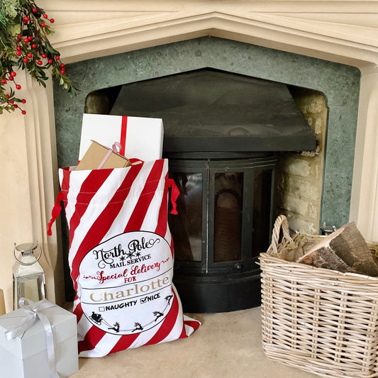 Personalised Candy Stripe Christmas Sack