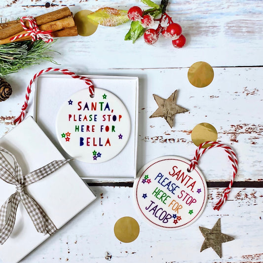 Personalised Santa Stop Here Decoration