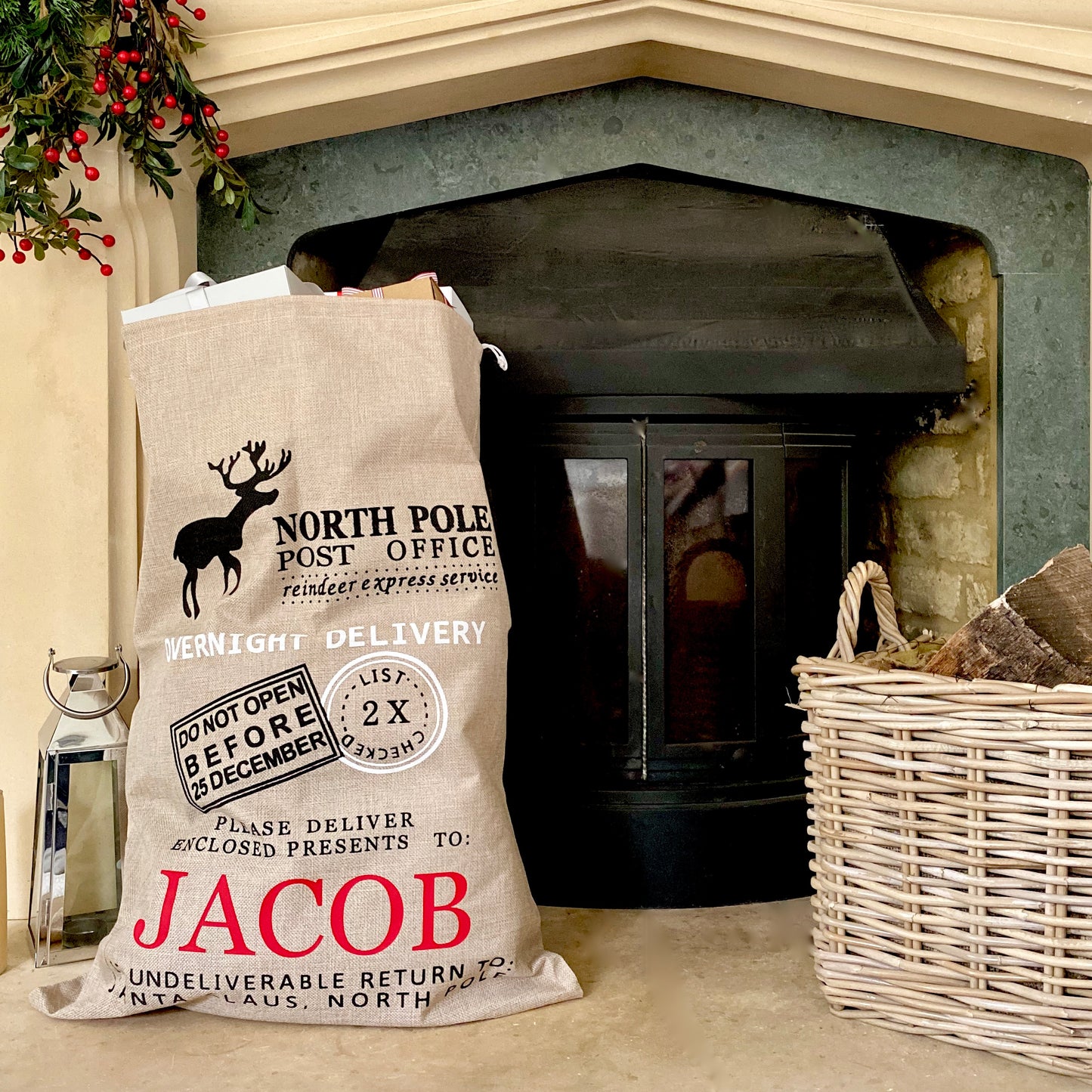 Personalised Hessian Christmas Mail Sack