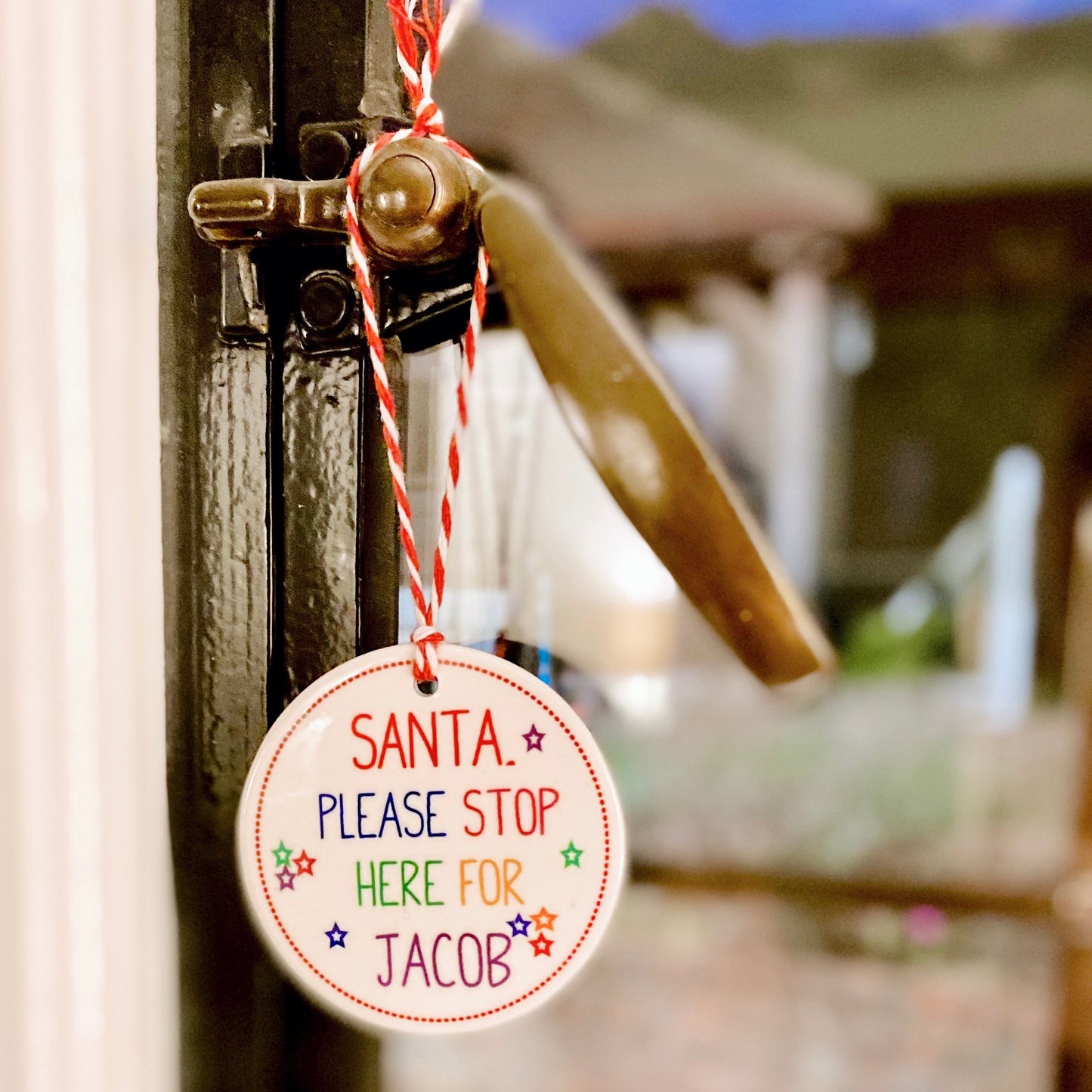 Personalised Santa Stop Here Decoration