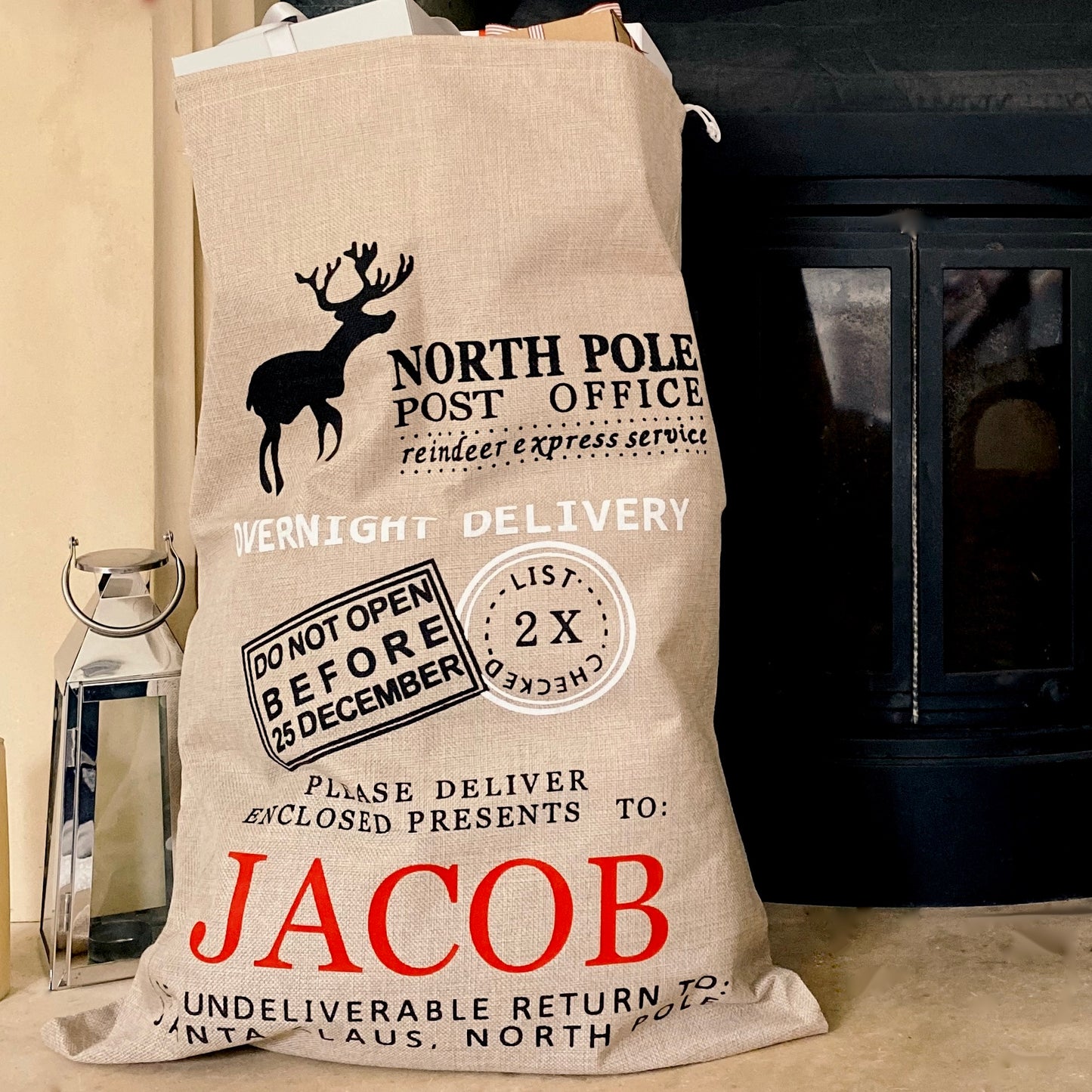 Personalised Hessian Christmas Mail Sack