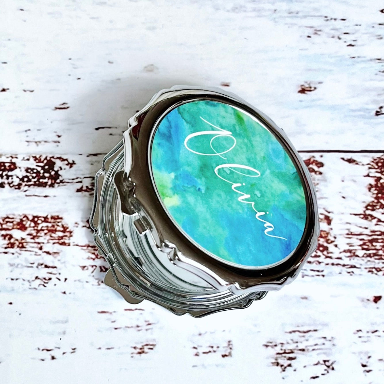Round Silver Compact Mirror