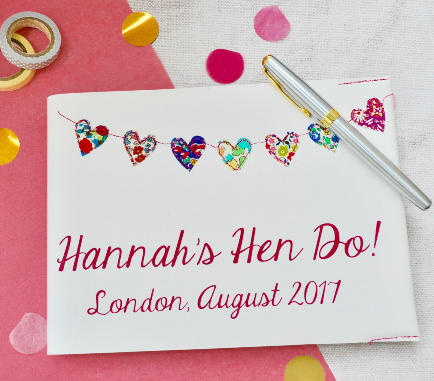 Personalised Liberty Heart Bunting Hen Party Journal