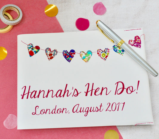 Personalised Liberty Heart Bunting Hen Party Journal