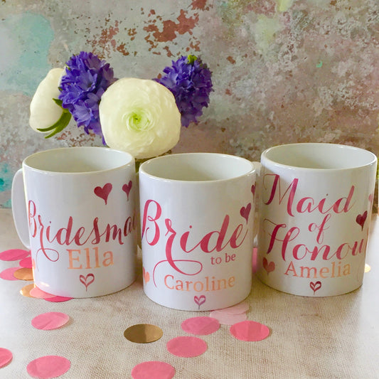 Personalised Calligraphy style Wedding Party ‘Thank you’ Mug