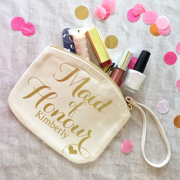 Calligraphy Script Personalised Canvas Pouch