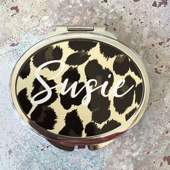 Leopard Print Compact Mirror