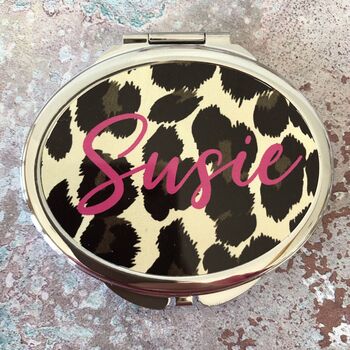 Leopard Print Compact Mirror