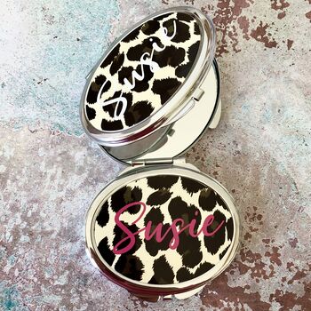 Leopard Print Compact Mirror