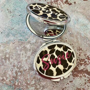 Leopard Print Compact Mirror