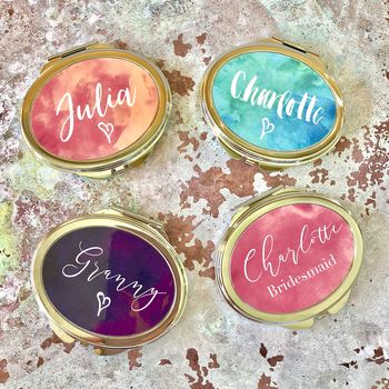 Oval Silver Compact Mirror