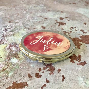 Oval Silver Compact Mirror