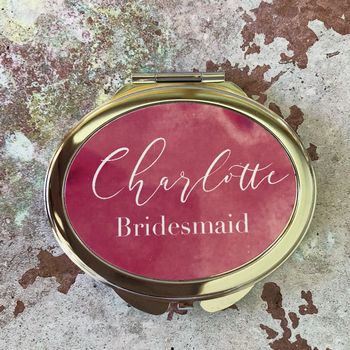 Oval Silver Compact Mirror