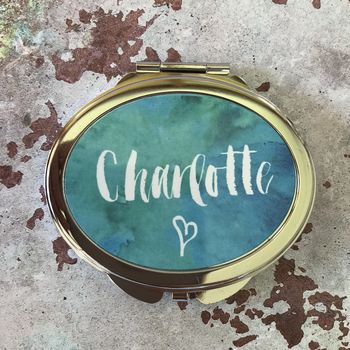 Oval Silver Compact Mirror