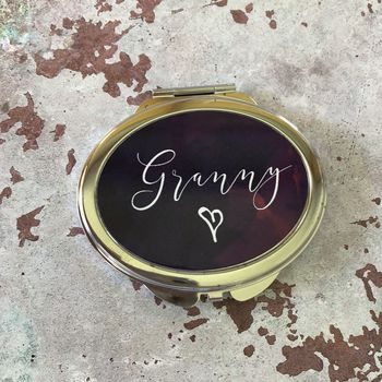 Oval Silver Compact Mirror