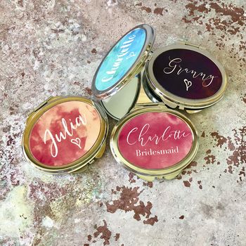 Oval Silver Compact Mirror