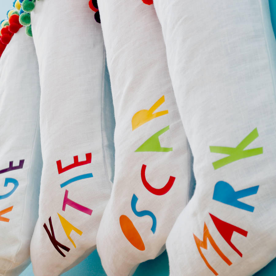 Personalised colourful Pom Pom Stocking